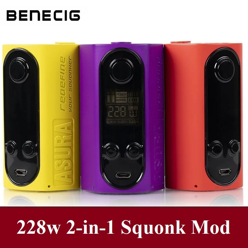 Электронная сигарета Aura 228 Вт 2-в-1 вейп Squonk с OLED-дисплеем аккумулятором 18650 режим TC
