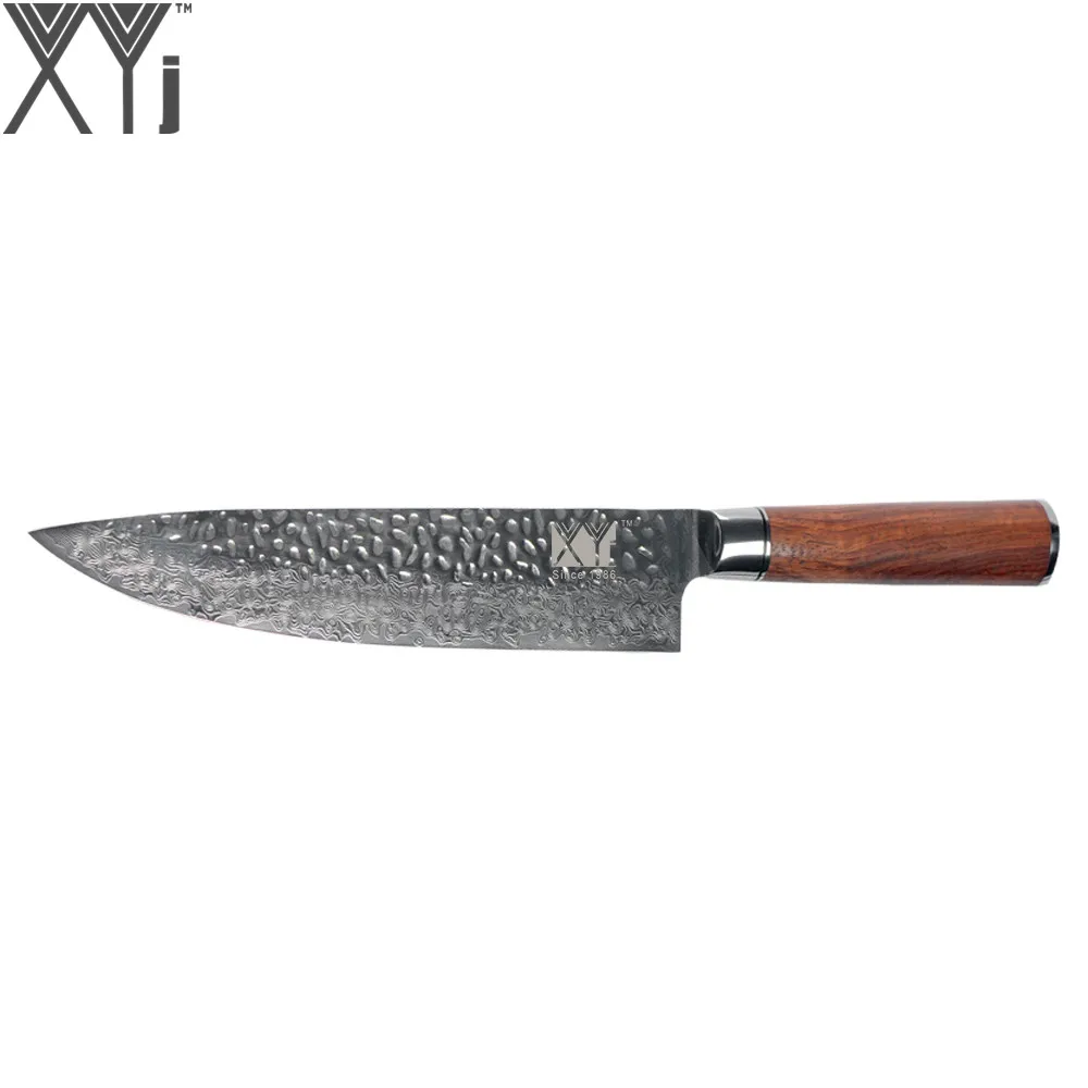 

XYj Damascus Knife VG-10 67 Layers Japanese 8 Inch Damascus Chef Knife Hammering Blade Color Wood Handle Kitchen Knife