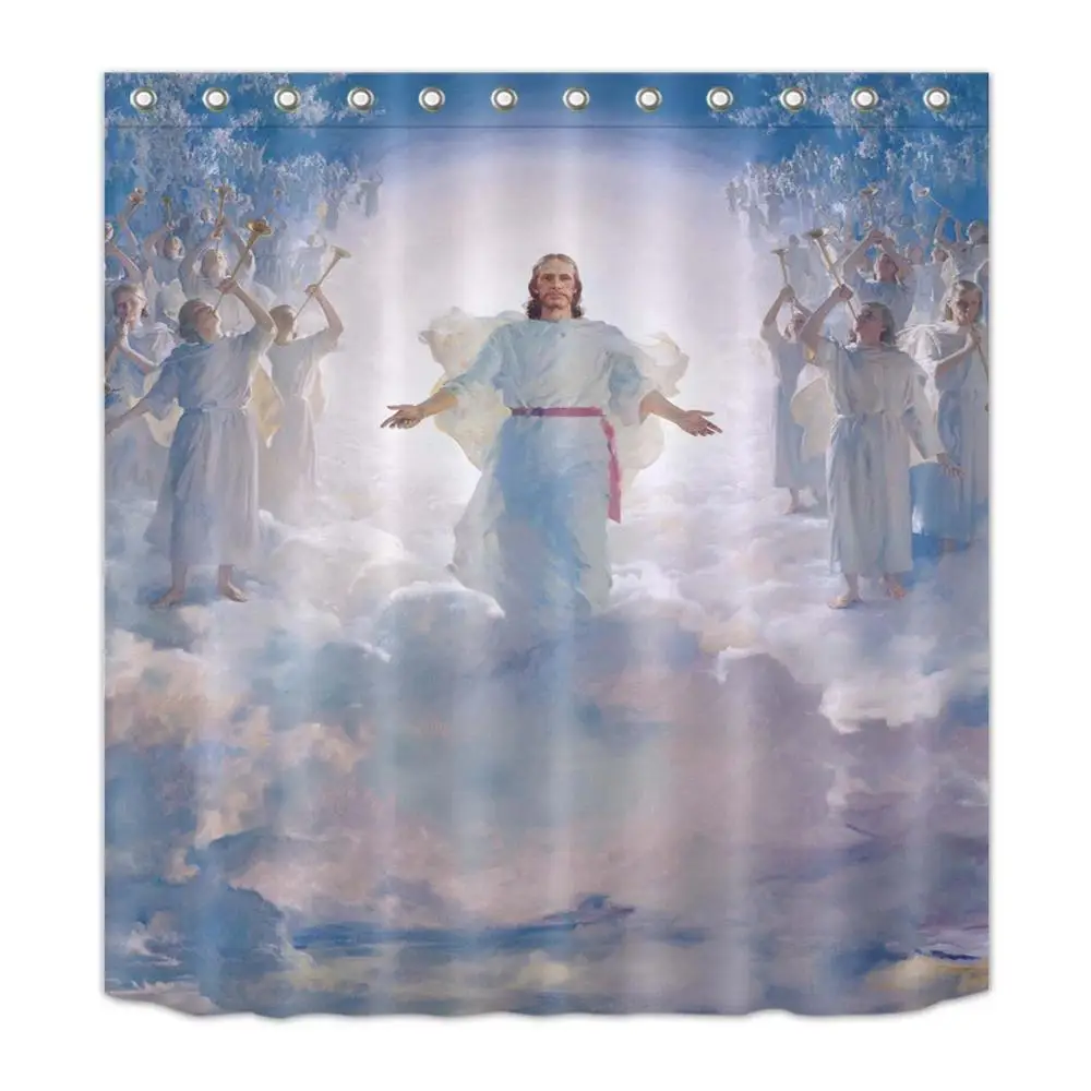 Хесус Христос и ангел Душ шторы библейские истории ванная комната водонепроницаемый плесени устойчивы полиэстер ткань для ванной Декор - Цвет: 4