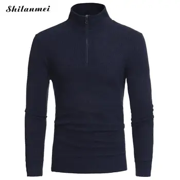 

Turtleneck Mens Sweaters Pullovers Winter Thick Warm Casual Knitting Warm Stand Collar Zipper Slim Fit Knitwear Pullover Jumper