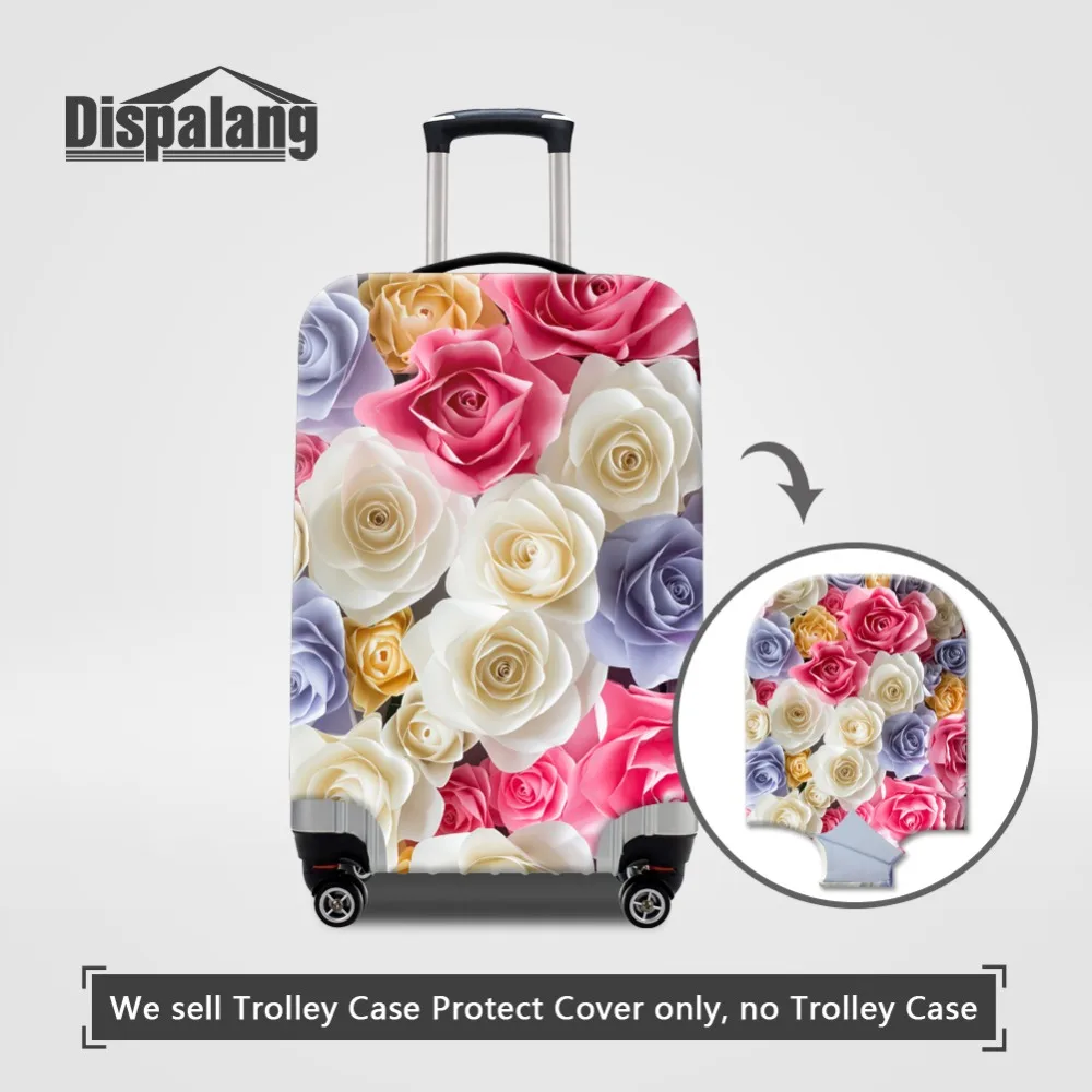Dispalang толще путешествия Чемодан чемодан защитная крышка для 18-32 дюймов дело тележки 3D розы Для женщин эластичные чехлы