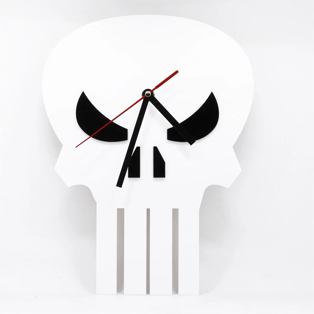 1Piece Skull Wall Clock Minimalist Film Silhouette Skull Head Wall