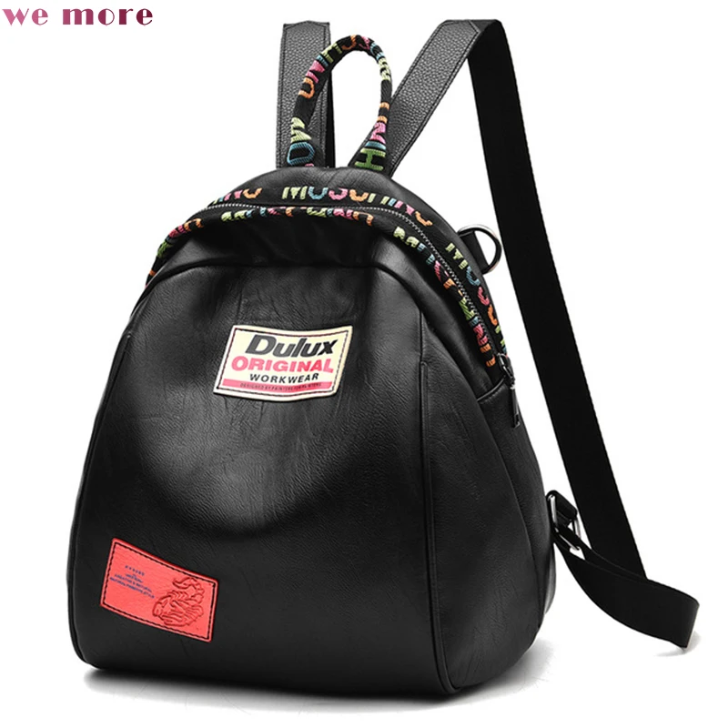 

WE MORE New Style Fashion Colorful Letter Zipper Opening Women Backpacks Comfortable Soft Handle Polyester Solid Bag