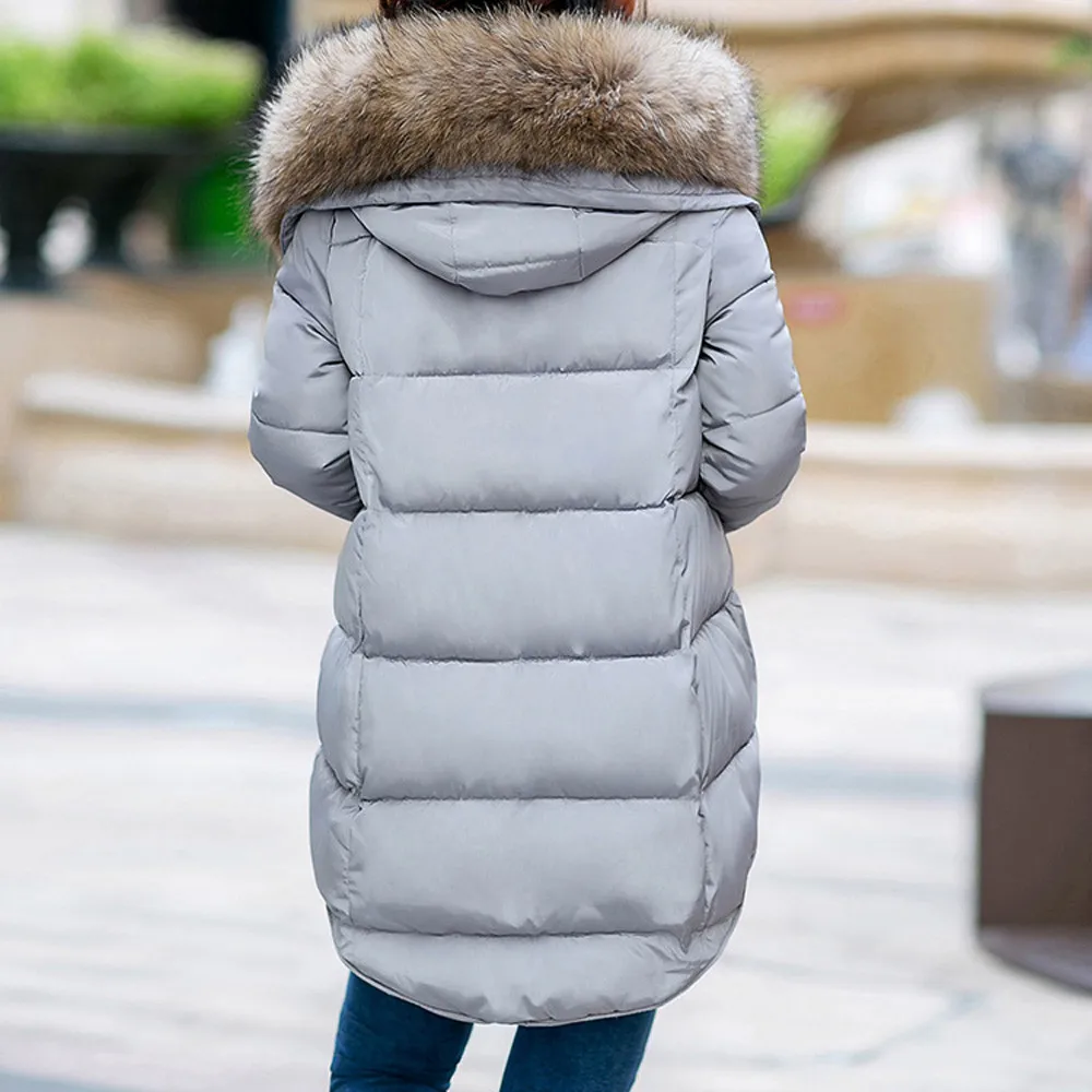 Winter Parkas jackets Women Clothing Fashion Casual Slim Thick Fur Collar Warm Hooded Outwear Coats Parkas With Hooded Overcoats