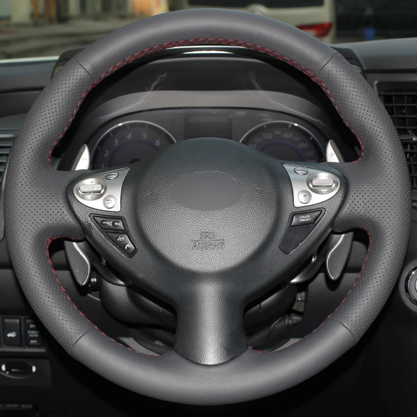 Black Leather Car Steering Wheel Cover for Infiniti FX FX35 FX37 FX50