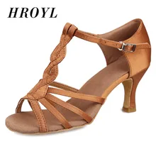 Размер 34-41, женские атласные туфли для латинских танцев для девушек, Бальные Танцевальные Туфли для танго, женские туфли на каблуке 5 см, туфли для сальсы, цвет коричневый, черный