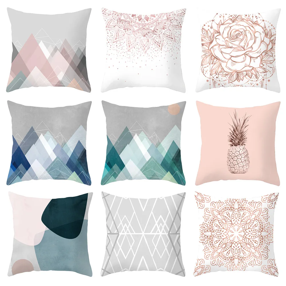 

ISHOWTIENDA Geometry Painting Velvet Cushion Cover Throw Pillow Case Sofa Home Decor 2 PC sofa decorative cushions printed