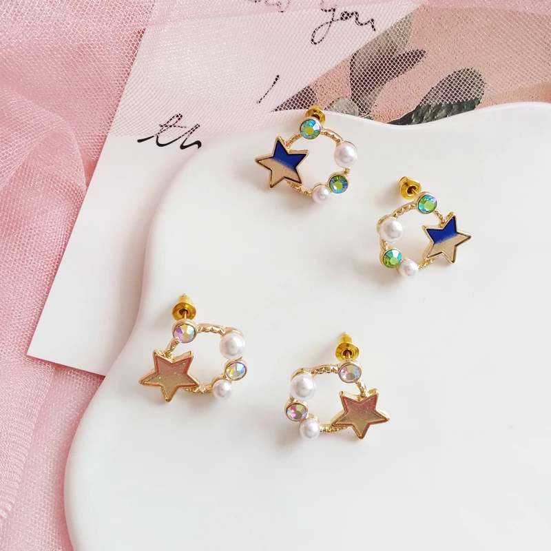 

Personalized versatile metal texture, simple and small five-pointed star shape earrings For Women