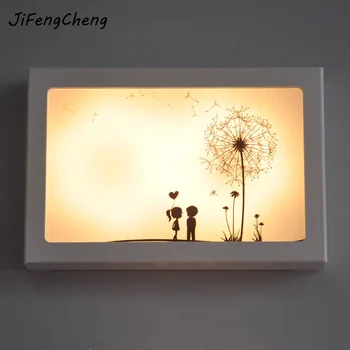 

Fashion Creative Cartoon White Border Wall Lamps 110v-220v 12W Ultra-thin PVC Can Be Replaced Painting Heart Led Wall Lamp