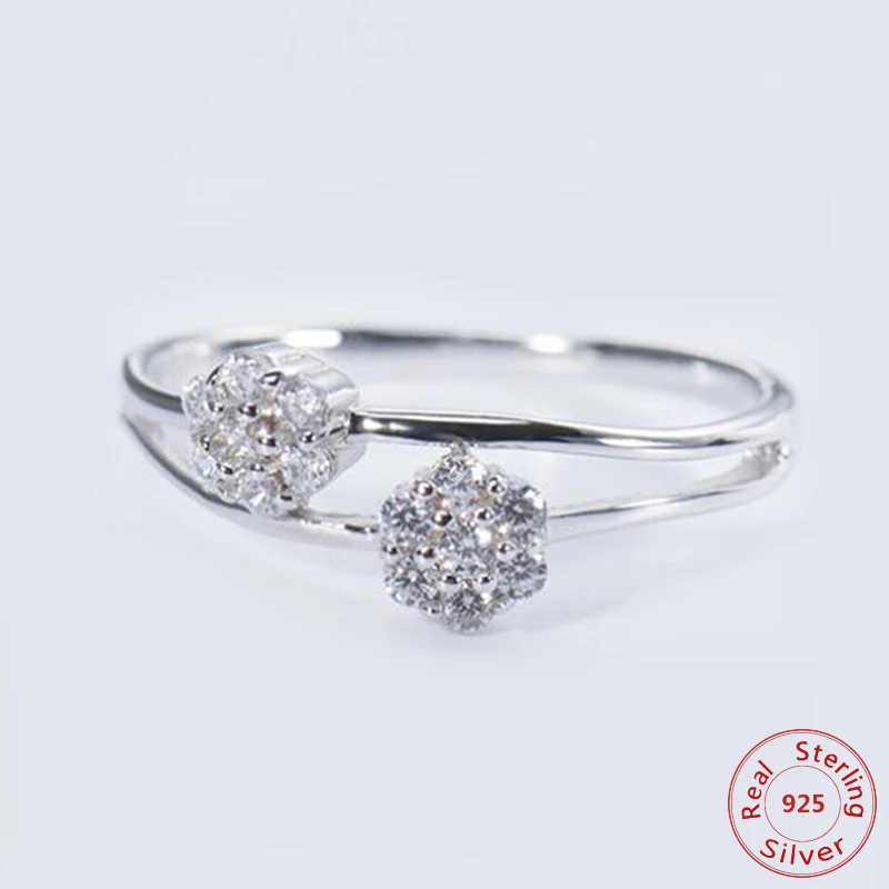 

Genuine 925 Sterling Silver Double layer Flower Ring Bridal Set for Women with AAA Cubic Zircon Surround Jewelry