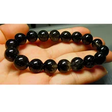Натуральный черный Рутиловый Кварц готовой стрейч мужской браслет круглые бусины 10 мм