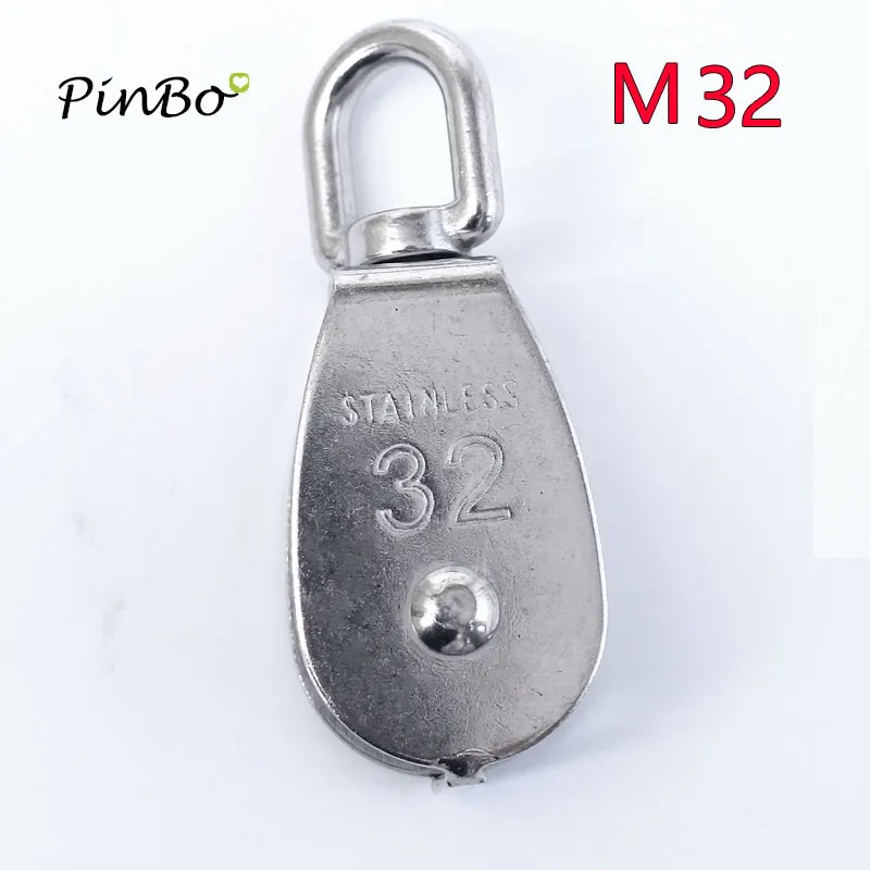 

1pcs 4pcs+ discount 10% M32 High Quality Stainless Steel Heavy Duty Steel Single Wheel Swivel Lifting Rope Pulley Block