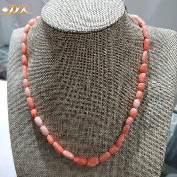 

JYX 5*8.5mm Irregular Orange Coral Beads Necklace for Women Single-strand Gemstone Necklace 18"