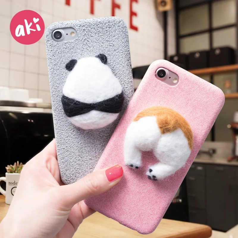 Чехол для телефона Аки шерсть панда корги iPhone 7 8 Plus милое из микроволокна игрушки