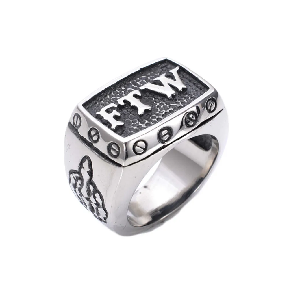 

Hiphop Sports Rider Jewelry Party Size7-13 Stainless Steel FTW ring Middle Finger Punk Mechanical Screw Motor Cycle Biker Ring