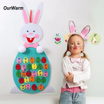 

OurWarm 100cm Easter Bunny DIY Felt Crafts Alphabet Puzzle Game Kids Birthday Party Easter Decoration Children Education Toys