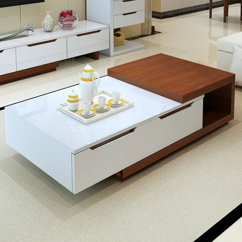 Telescopic White Paint Coffee Table Minimalist Modern Multi Telescopic White Paint Coffee Table Minimalist Modern Multi Functional Storage Combination Tv Cabinet In Tables From