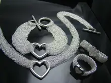 Al por mayor! joyería de moda, 925 Collar de plata + Pulsera Set 068