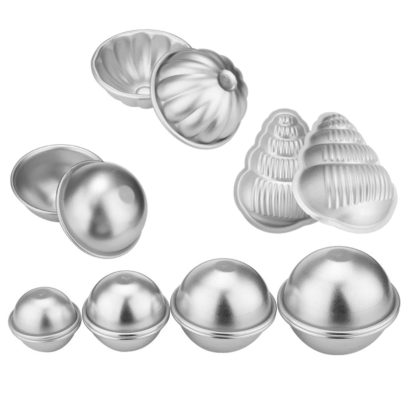 4 نوع 3D الألومنيوم سبائك حمام القنابل العفن الكرة المجال شكل ملح استحمام قنبلة مجموعة العفن DIY الاستحمام الملحقات أداة
