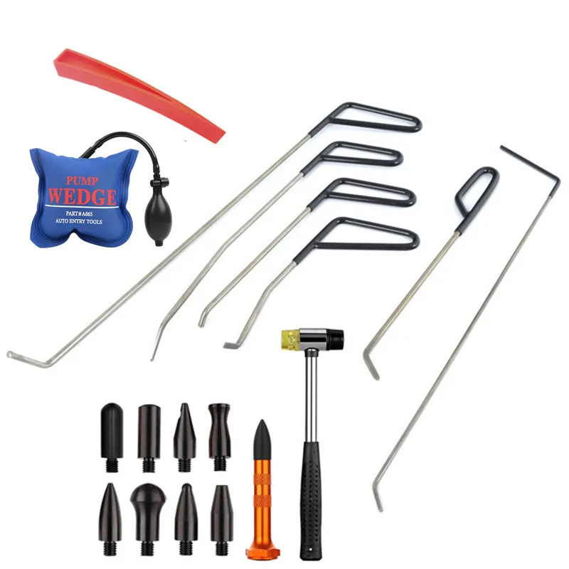

FURUIX PDR Tools Rods Hooks POM HeadsTap Down Rubber Hammer pump wedges paintless Dent Repair set