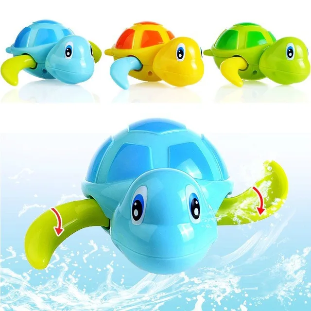 Single Sale Cute Cartoon Animal Tortoise Classic Baby Water Toy Infant Swim Turtle Wound-up Chain Clockwork Kids Beach Bath Toys 2