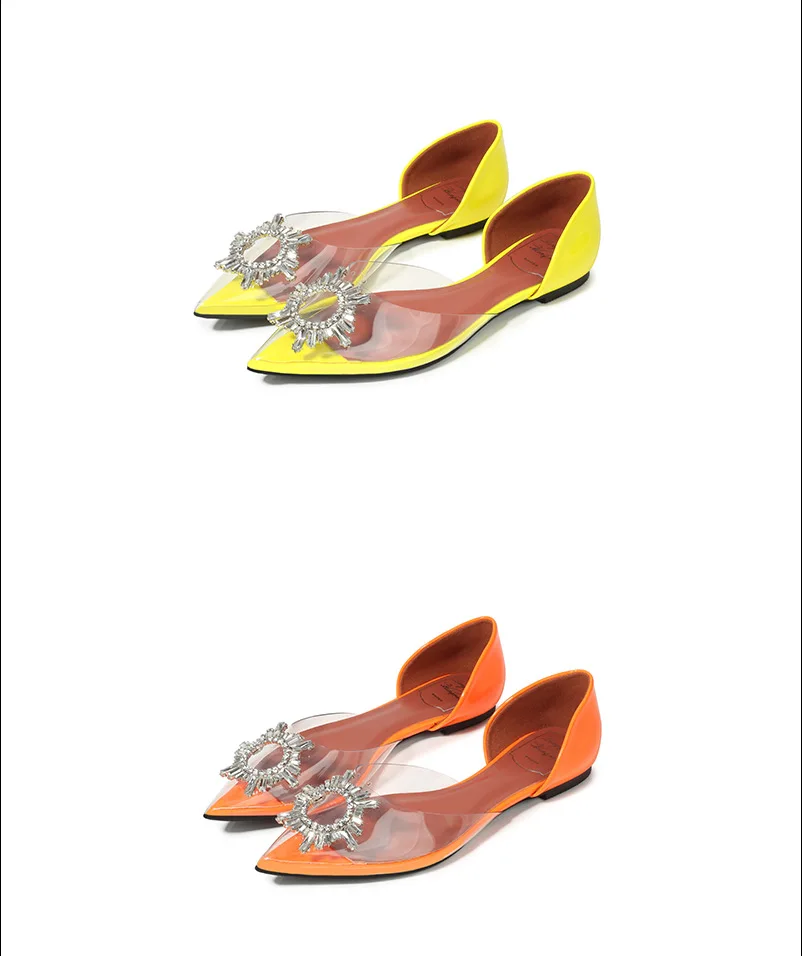 Женские Роскошные Дизайнерские прозрачные сандалии на плоской подошве; коллекция года; Летняя женская обувь; модная повседневная обувь с острым носком; sapato feminino