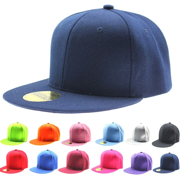 

Hot Men Women Baseball Cap Solid Hip-Hop Snapback Flat Hat Visor Cap