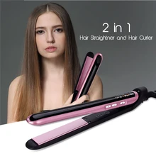 Светодиодный Керамический выпрямитель для волос с дисплеем 2 в 1, выпрямитель для керамических волос, щипцы для завивки волос с защитой от намотки, профессиональные утюжки для выпрямления волос