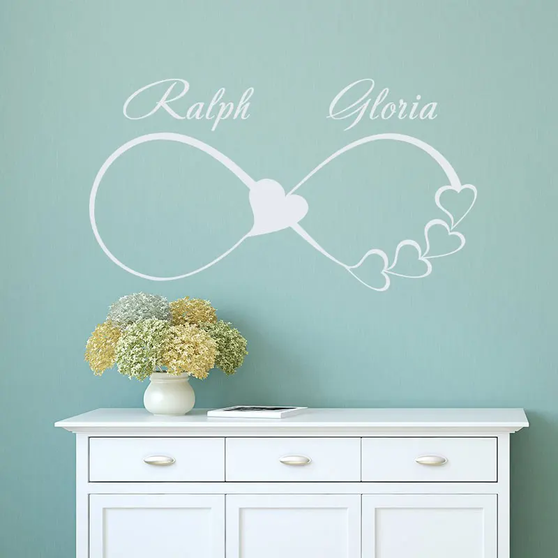 Custom Family Names Wall Decals Infinity Sign Heart Symbol Decal Personalized Vinyl Sticker Bedroom Home Decor Wedding Gift LV12|Wall Stickers| - AliExpress
