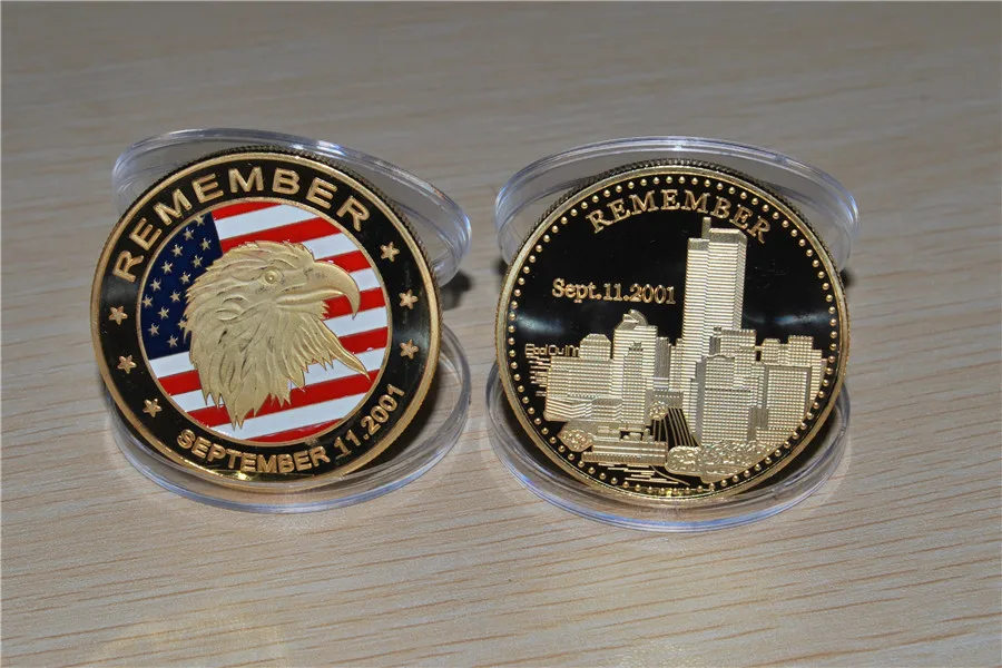 

9/11 Gold Coin Medal World Trade Centre Americana 911 Remember Liberty Freedom Coin 5pcs/lot Free Shipping