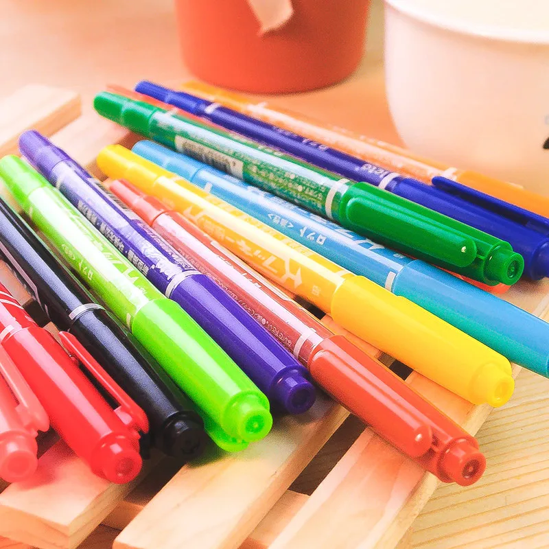 

Double headed marker pen oil marker fine color, rough line, pencil, CD, art, painting, small double head, 12 colors, multicolor