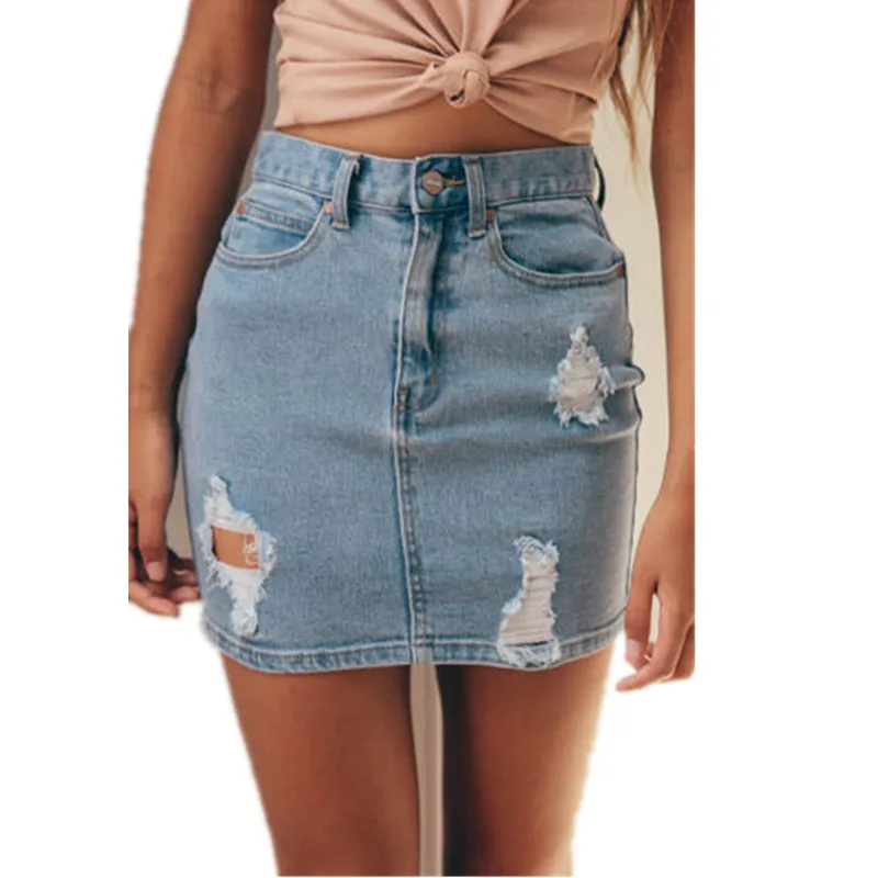 Fashion Womens Denim High Waisted Skirts Summer Sexy Bodycon Pencil Ripped Mini Skirts Fashion Womens Denim High Waisted Skirts Summer Sexy Bodycon Pencil Ripped Mini Skirts