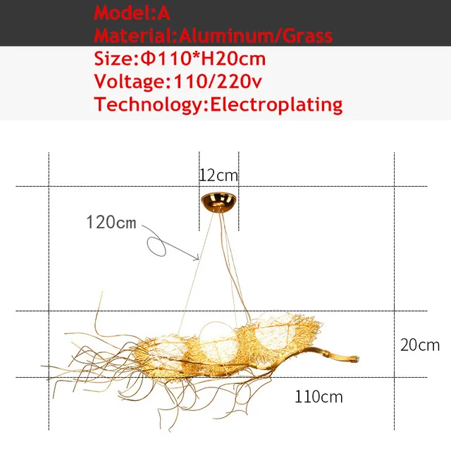 Модные подвесные светильники на кухню led лампа Птичье гнездо люстры потолочные золотой Птичье гнездо подвесная люстра потолочная для интерьера люстра детсткиой комнаты - Цвет корпуса: A