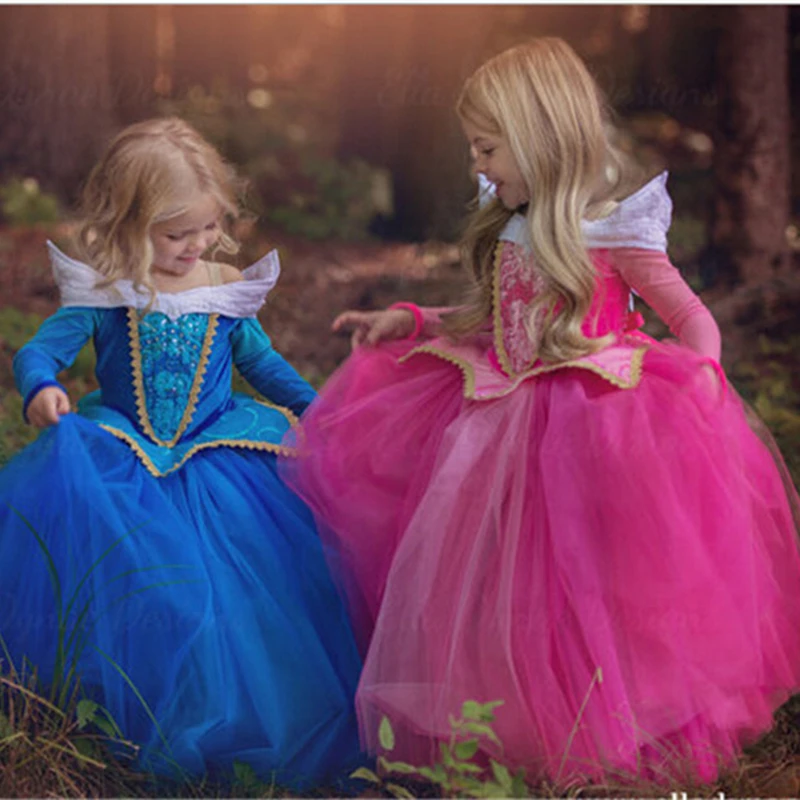 

Princess Dresses Girl fantasia Fancy Kids Dresses For Girls Sleeping Beauty Dress Up Children's Halloween Costumes infantil elza