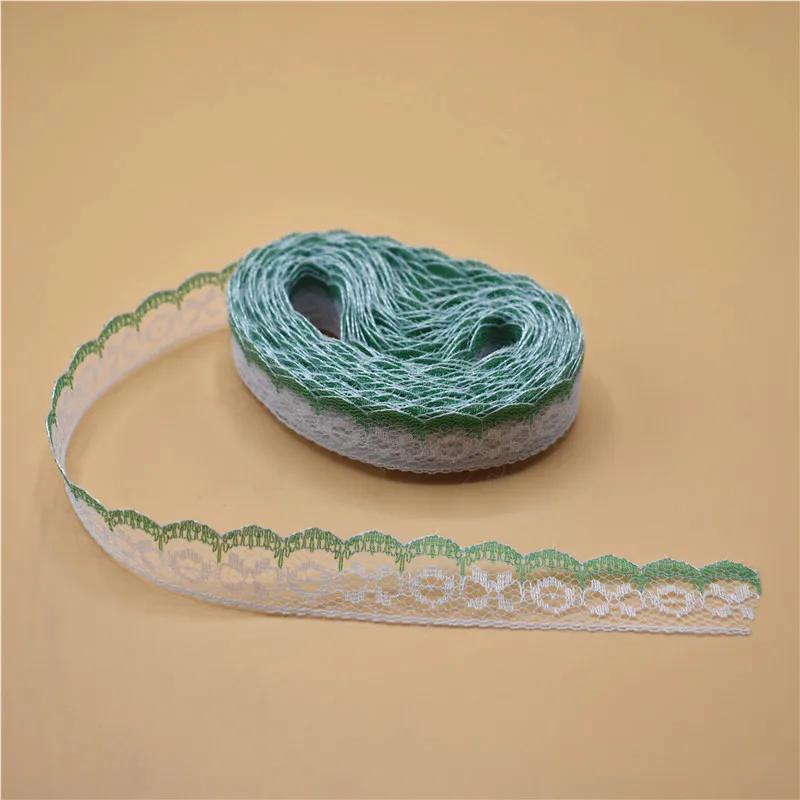 10 ярдов кружевная Лента 18 мм в ширину белая кружевная отделка для шитья DIY вышитые свадебные украшения кружевная отделка африканская кружевная ткань - Цвет: Green