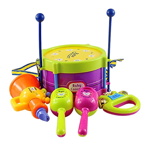 Лидер продаж, Детские барабанные музыкальные инструменты, комплекты лент, игрушки, 5 в 1 комплект, подарок, 7KSS