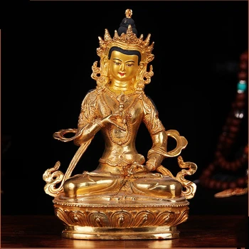 

7" Tibet Tibetan Buddhist handmade copper statue mikky gilt painting Vajrasattva