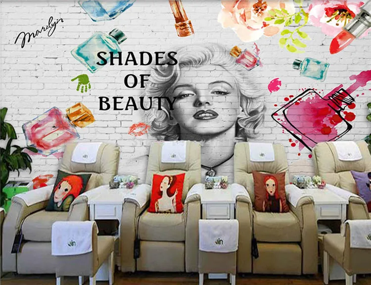 

Custom Mural Wallpaper 3D Fashion Brick Wall Cosmetics Painting Fresco Manicure Shop Clothing Store Backdrop 3D Art Wall Papers