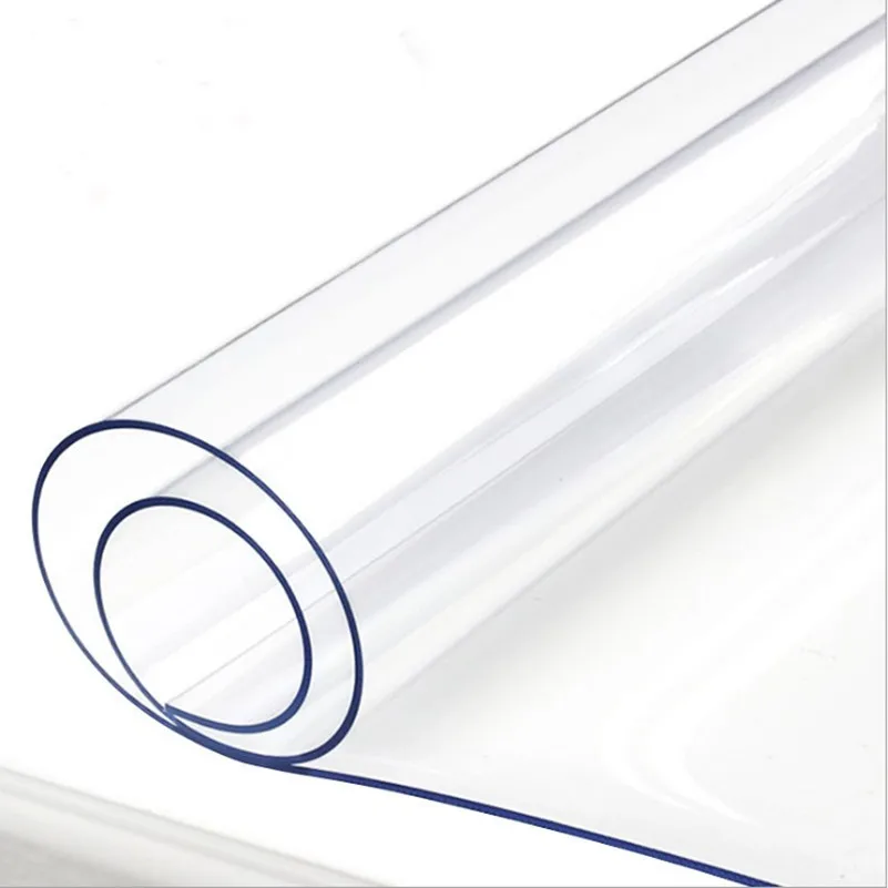 

High Quality Tablecloths Cheap PVC soft glass Transparent Waterproof oil cloth mat home shipped by roll 1mm