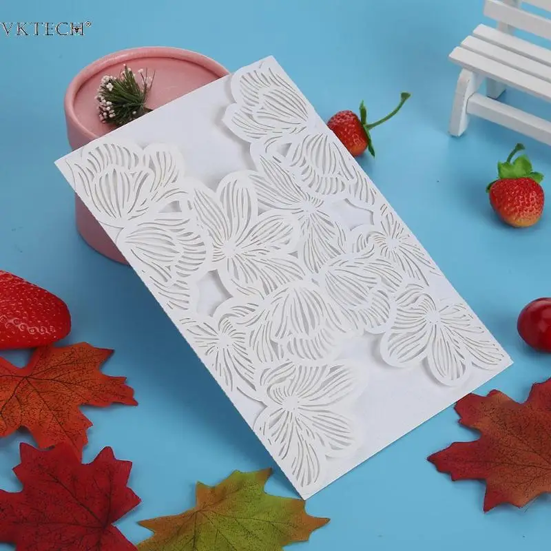 

10pcs Laser Cut Hollow Wedding Party Invitations Cards Kits Elegant Flower Party Supplies Congratulation Greeting Cards Tool