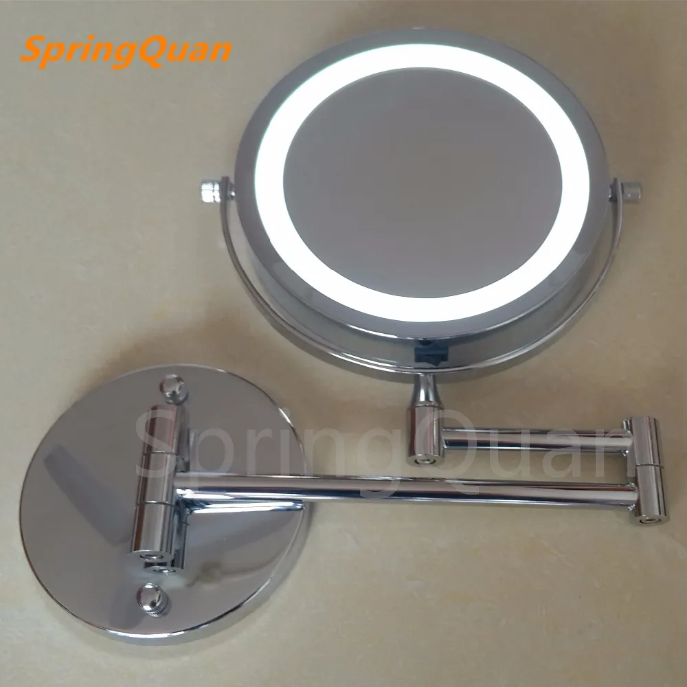  SpringQuan 7 inch metal fashion makeup mirror Battery LED Bathroom Wall Mirror 10X magnify All-roun - 32806878165