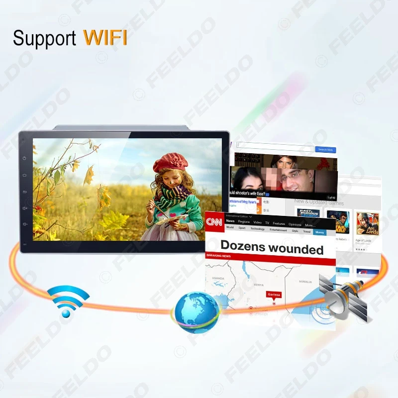 Perfect FEELDO 10.2inch Android 4.4.2 Quad Core Car Media Player With GPS Navi Radio For Universal 2DIN ISO Car radio GPS Android 1