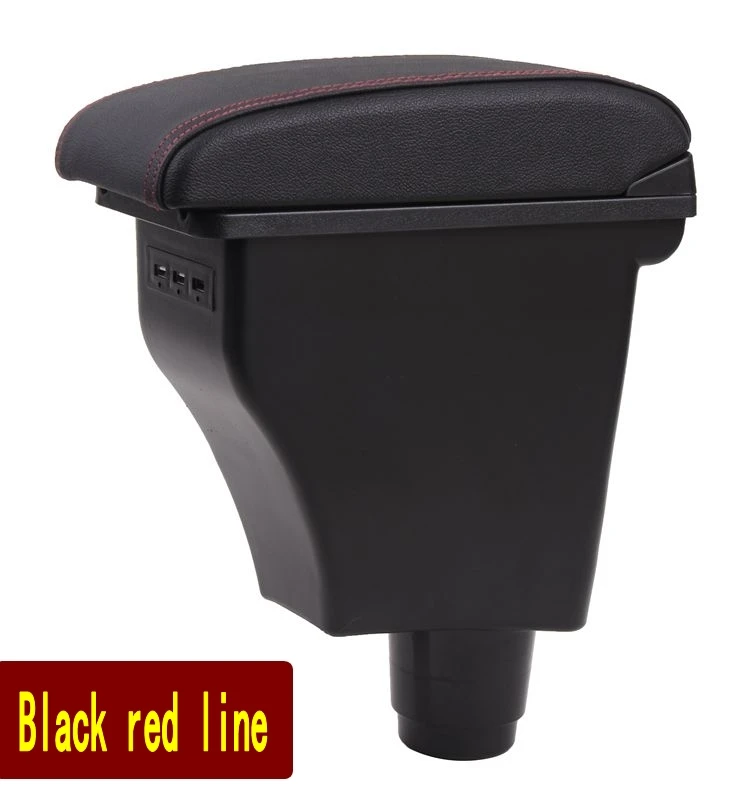 For Dacia Renault Logan armrest box 2013- Dual Armrest Cup Holder Box Leather Arm Rest Console - Название цвета: Black red line