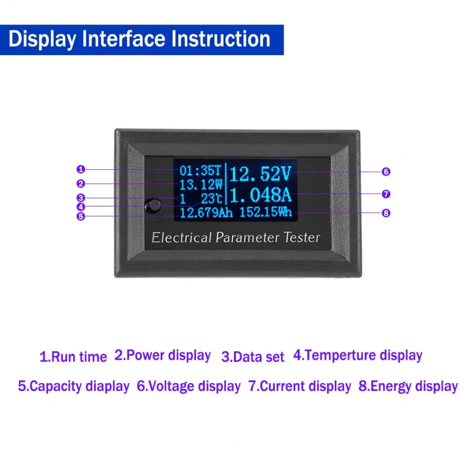 7 в 1 Многофункциональный Электрический параметр измеритель напряжения Ампер ток тестер энергии