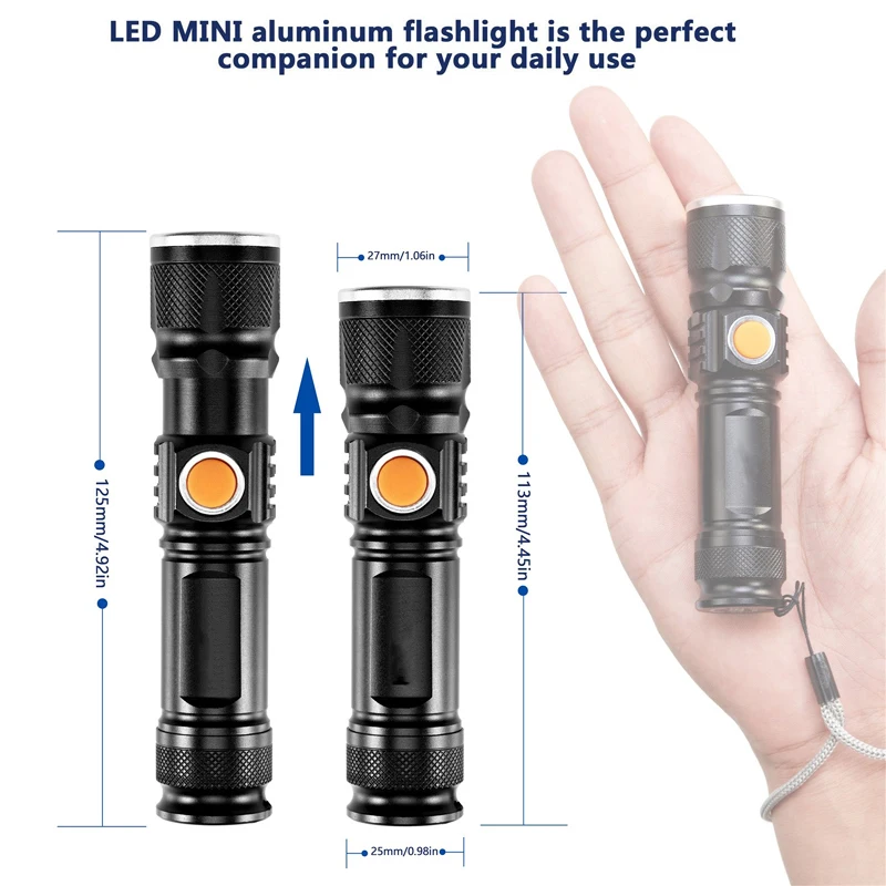 Портативный светодиодный фонарик 5000лм мощный светодиодный фонарик USB внутри аккумулятор мигающий фонарик перезаряжаемый Linterna мини-фонарик