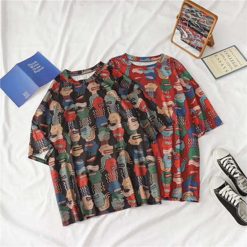 

Summer korean casual loose Tshirt Women oversized T-shirts Printing Funny Tee Shirt For Female Top Clothes Short Sleeve Tees