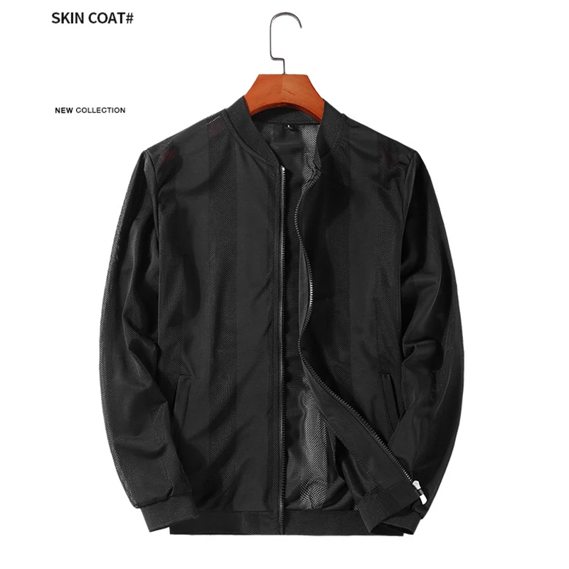 

Drop Shipping Ultra Breathable Mesh Men Casual Jacket Slim Fit Thin Style Men Summer Jacket Male Bomber Jacket 2019 NEW
