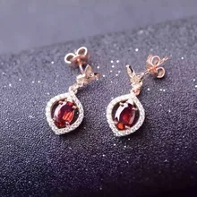 Натуральный Красный Гранат Серьги-капли с камнями S925 природным драгоценным камнем серьги для женщин личности капли воды серьги в виде бабочек обручальные кольца