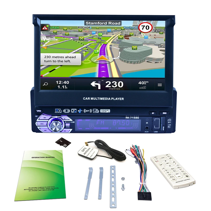 

7 Inch HD Touchscreen GPS Navigation 1DIN Car MP5 player +8GB Map Card
