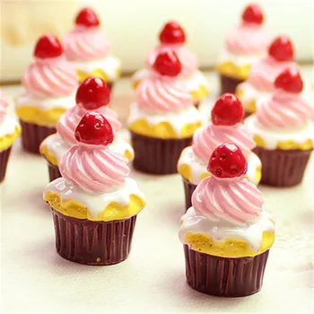 

Free Shipping 100pcs 20*25MM Kawaii 3D Cup Cake Resin Cabochons Plastic DIY Jewelry Ornament Accessoreis Cameo Craft